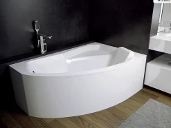 Baignoire Asymétrique|Besco Baignoire asymétrique - 170 x 110 cm - Droite - avec Habillage - Pieds - Vidage Chrome - RIMA