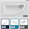 Besco Baignoire asymétrique - 150 x 70 cm - Gauche - avec Tablier - Pieds - Vidage Chrome - PRAKTIKA