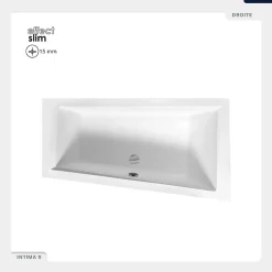 Baignoire Asymétrique|Besco Baignoire asymétrique - 160 x 90 cm - Droite - avec Habillage - Pieds - Vidage Chrome - INTIMA SLIM