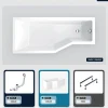 Baignoire Asymétrique|Besco Baignoire asymétrique - 170 x 75 cm - Gauche - avec Tablier - Pieds - Vidage Chrome - INTEGRA