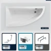 Baignoire Asymétrique|Besco Baignoire asymétrique - 140 x 70 cm - Gauche - avec Habillage - Pieds - Vidage Chrome - PRAKTIKA