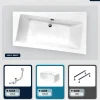 Besco Baignoire asymétrique - 170 x 110 cm - Droite - avec Tablier Blanc - Pieds - Vidage Chrome - INFINITY