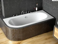 Baignoire Asymétrique|Besco Baignoire asymétrique - 170 x 75 cm - Droite - sans Habillage - avec Pieds - Vidage Chrome - AVITA SLIM