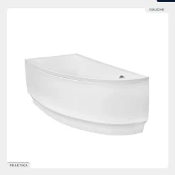 Baignoire Asymétrique|Besco Baignoire asymétrique - 140 x 70 cm - Gauche - sans Habillage - avec Pieds - Vidage Chrome - PRAKTIKA