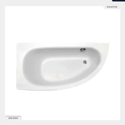 Baignoire Asymétrique|Besco Baignoire asymétrique - 150 x 70 cm - Gauche - sans Habillage - avec Pieds - Vidage Chrome - MILENA