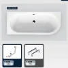 Baignoire Asymétrique|Besco Baignoire asymétrique - 180 x 80 cm - Gauche - sans Habillage - avec Pieds - Vidage Chrome - AVITA SLIM