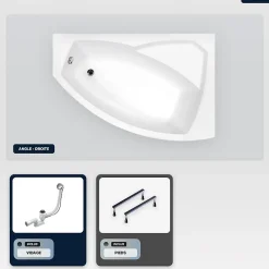 Besco Baignoire asymétrique - 160 x 100 cm - Droite - sans Habillage - avec Pieds - Vidage Chrome - RIMA