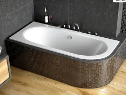 Baignoire Asymétrique|Besco Baignoire asymétrique - 170 x 75 cm - Gauche - sans Habillage - avec Pieds - Vidage Chrome - AVITA SLIM