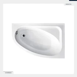 Baignoire Asymétrique|Besco Baignoire asymétrique - 150 x 100 cm - Droite - avec Habillage - Pieds - Vidage Chrome - CORNEA