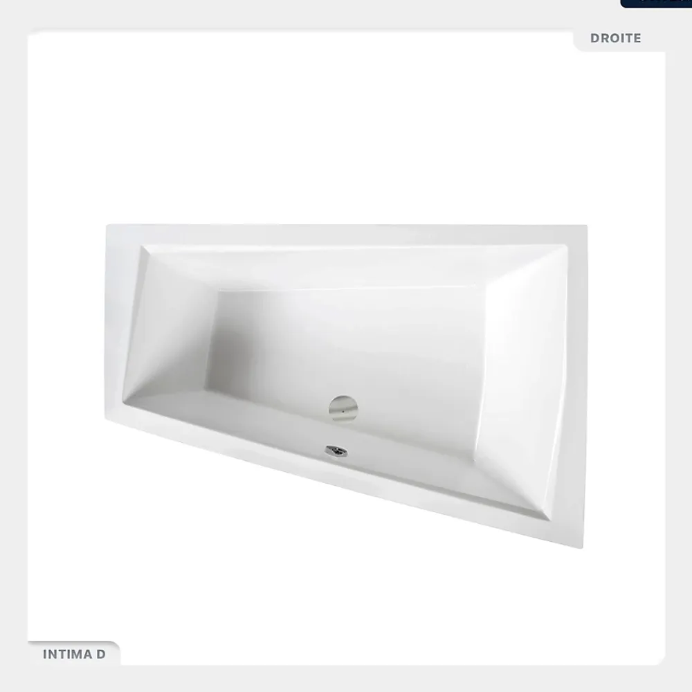 Besco Baignoire asymétrique - 170 x 125 cm - Droite - sans Habillage - avec Pieds - Vidage Chrome - INTIMA DUO