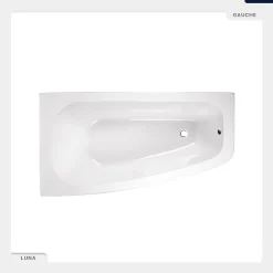 Besco Baignoire asymétrique - 150 x 80 cm - Gauche - avec Tablier - Pieds - Vidage Chrome - LUNA