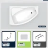 Baignoire Asymétrique|Besco Baignoire asymétrique - 130 x 85 cm - Gauche - sans Habillage - avec Pieds - Repose-tête - Vidage Chrome - RIMA