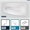 Besco Baignoire asymétrique - 150 x 80 cm - Droite - avec Tablier - Pieds - Vidage Chrome - LUNA
