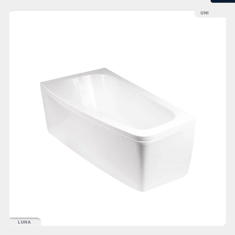 Besco Baignoire asymétrique - 150 x 80 cm - Droite - avec Tablier - Pieds - Vidage Chrome - LUNA
