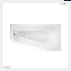 Besco Baignoire asymétrique - 150 x 80 cm - Droite - avec Tablier - Pieds - Vidage Chrome - LUNA