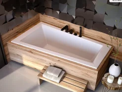 Baignoire Asymétrique|Besco Baignoire asymétrique - 150 x 85 cm - Gauche - sans Habillage - avec Pieds - Vidage Chrome - INTIMA SLIM