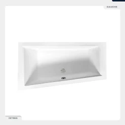 Baignoire Asymétrique|Besco Baignoire asymétrique - 160 x 90 cm - Gauche - sans Habillage - avec Pieds - Repose-tête - Vidage Chrome - INTIMA