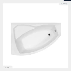 Baignoire Asymétrique|Besco Baignoire asymétrique - 130 x 85 cm - Gauche - avec Tablier - Pieds - Vidage Chrome - RIMA