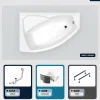 Besco Baignoire asymétrique - 130 x 85 cm - Gauche - avec Habillage - Pieds - Vidage Chrome - RIMA