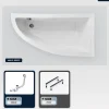 Baignoire Asymétrique|Besco Baignoire asymétrique - 140 x 70 cm - Droite - sans Habillage - avec Pieds - Vidage Chrome - PRAKTIKA