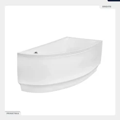 Baignoire Asymétrique|Besco Baignoire asymétrique - 140 x 70 cm - Droite - sans Habillage - avec Pieds - Vidage Chrome - PRAKTIKA
