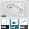 Besco Baignoire asymétrique - 150 x 100 cm - Droite - avec Habillage - Pieds - Vidage Chrome - NATALIA