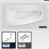 Baignoire Asymétrique|Besco Baignoire asymétrique - 150 x 80 cm - Gauche - sans Habillage - avec Pieds - Vidage Chrome - LUNA
