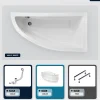 Besco Baignoire asymétrique - 150 x 70 cm - Droite - avec Tablier - Pieds - Vidage Chrome - PRAKTIKA