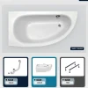 Baignoire Asymétrique|Besco Baignoire asymétrique - 150 x 70 cm - Gauche - avec Tablier - Pieds - Vidage Chrome - MILENA