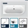 Baignoire Asymétrique|Besco Baignoire asymétrique - 170 x 75 cm - Gauche - avec Habillage - Pieds - Vidage Chrome - AVITA