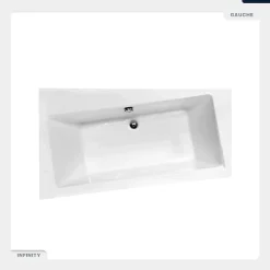 Besco Baignoire asymétrique - 170 x 110 cm - Gauche - sans Habillage - avec Pieds - Vidage Chrome - INFINITY