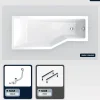 Baignoire Asymétrique|Besco Baignoire asymétrique - 170 x 75 cm - Gauche - sans Habillage - avec Pieds - Vidage Chrome - INTEGRA