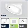 Besco Baignoire asymétrique - 160 x 100 cm - Droite - sans Habillage - avec Pieds - Repose-tête - Vidage Chrome - RIMA