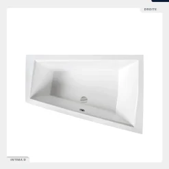 Baignoire Asymétrique|Besco Baignoire asymétrique - 170 x 125 cm - Droite - sans Habillage - avec Pieds - Étagère bambou - Vidage Chrome - INTIMA DUO