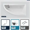 Baignoire Asymétrique|Besco Baignoire asymétrique - 140 x 70 cm - Droite - avec Habillage - Pieds - Vidage Chrome - PRAKTIKA