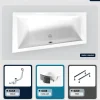Baignoire Asymétrique|Besco Baignoire asymétrique - 160 x 90 cm - Gauche - avec Habillage - Pieds - Vidage Chrome - INTIMA SLIM