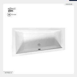 Baignoire Asymétrique|Besco Baignoire asymétrique - 160 x 90 cm - Gauche - avec Habillage - Pieds - Vidage Chrome - INTIMA SLIM