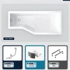 Besco Baignoire asymétrique - 150 x 75 cm - Droite - avec Habillage - Pieds - Vidage Chrome - INTEGRA