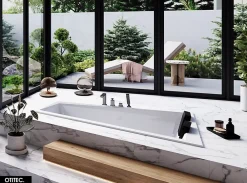 Baignoire Asymétrique|Besco Baignoire Asymétrique à Encastrer - 180 x 125 cm - DROITE - INTIMA DUO SLIM - 2 REPOSE-TÊTES OFFERTS