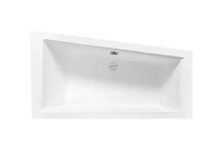 Baignoire Asymétrique|Besco Baignoire asymétrique + tablier blanc + repose tête - INTIMA - 160 x 90 cm - Gauche