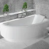Besco Baignoire asymétrique + tablier blanc + repose tête - PRAKTIKA - 140 x 70 cm - Droite