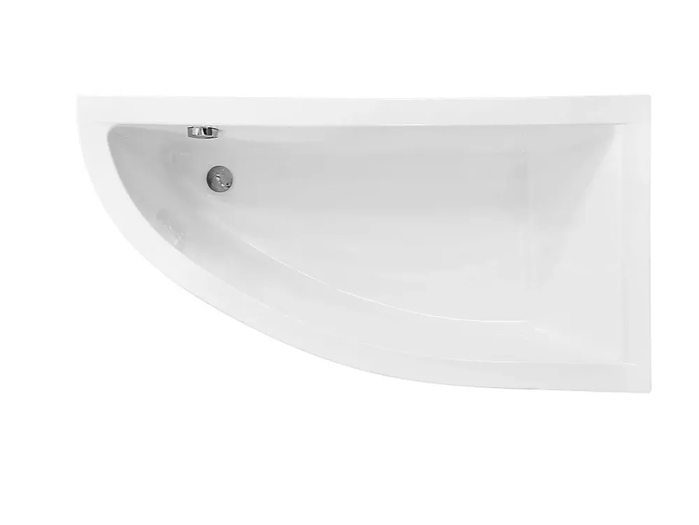 Besco Baignoire asymétrique + tablier blanc + repose tête - PRAKTIKA - 140 x 70 cm - Droite