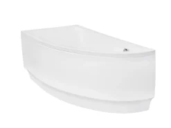 Besco Baignoire asymétrique + tablier blanc + repose tête - PRAKTIKA - 140 x 70 cm - Droite
