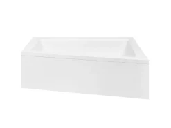 Baignoire Asymétrique|Besco Baignoire asymétrique + tablier blanc + repose tête - INTIMA - 150 x 85 cm - Droite