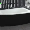 Besco Baignoire asymétrique + tablier noir + repose tête - LUNA - 150 x 80 cm - Droite