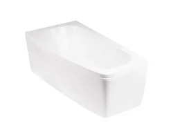 Besco Baignoire asymétrique + tablier noir + repose tête - LUNA - 150 x 80 cm - Droite