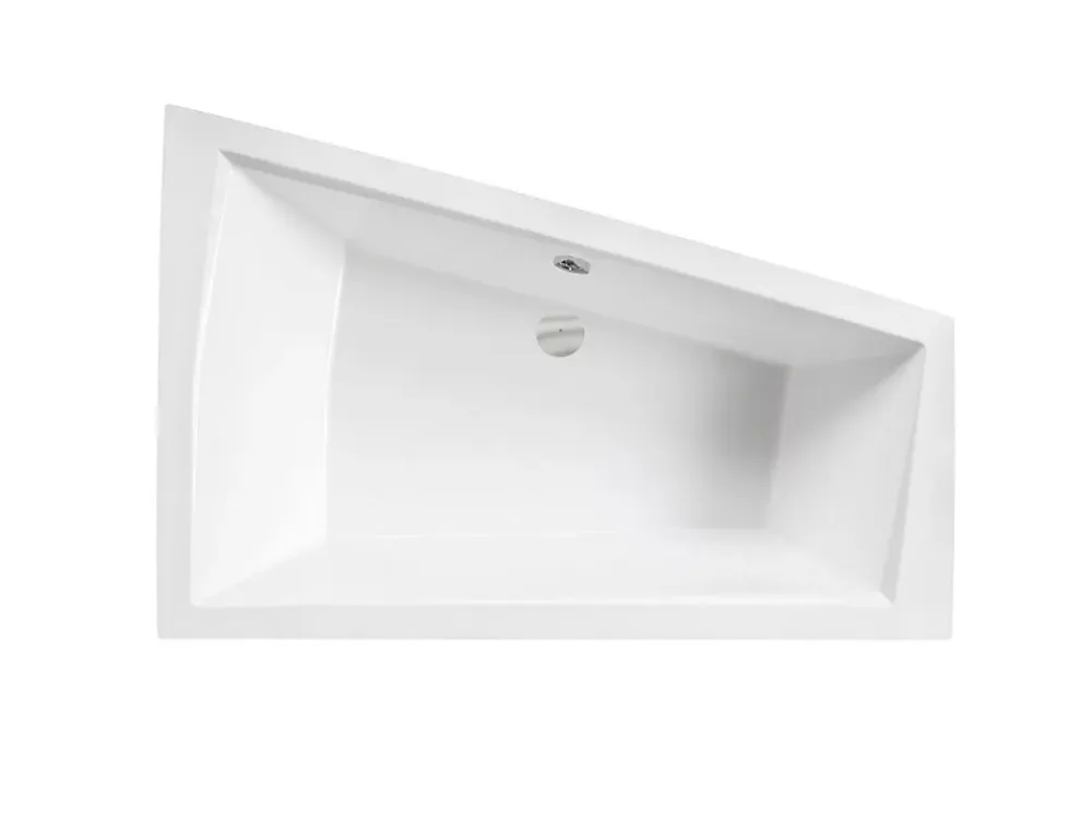Baignoire Asymétrique|Besco Baignoire asymétrique + tablier blanc + repose tête - INTIMA DUO - 180 cm x 125 cm - Gauche