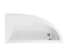 Baignoire Asymétrique|Besco Baignoire asymétrique + tablier blanc + repose tête - PRAKTIKA - 150 x 70 cm - Gauche