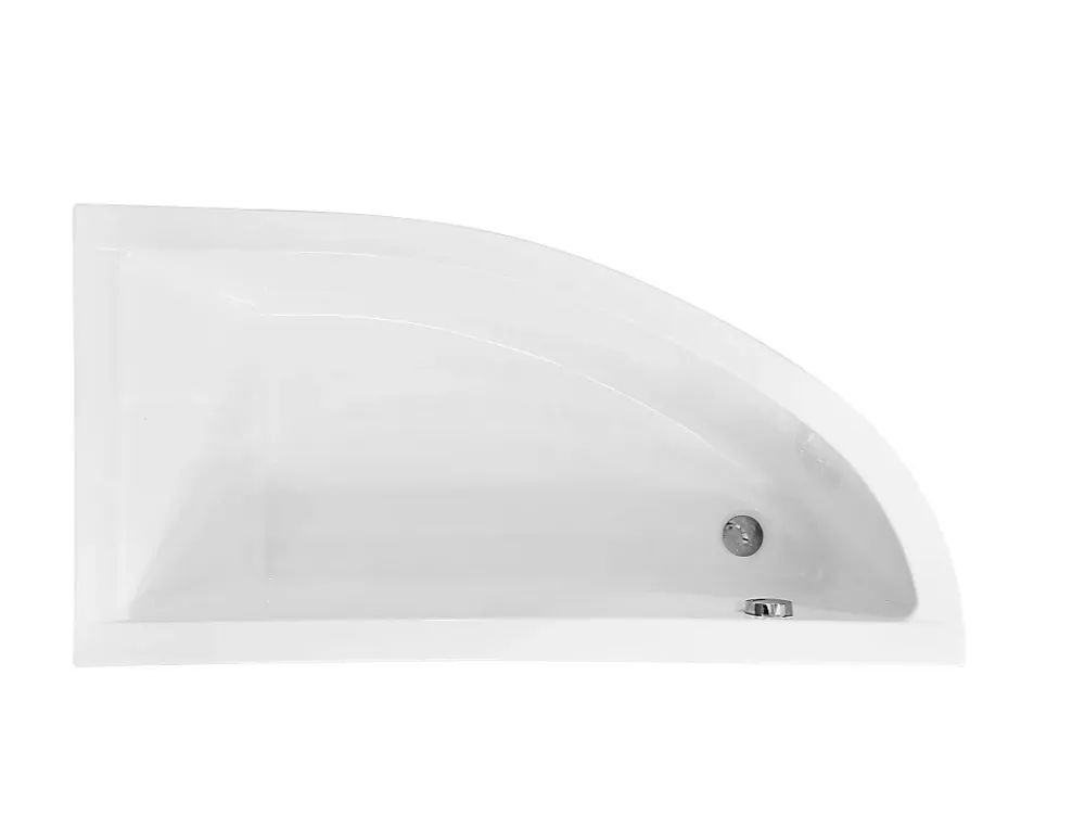 Baignoire Asymétrique|Besco Baignoire asymétrique + tablier blanc + repose tête - PRAKTIKA - 150 x 70 cm - Gauche