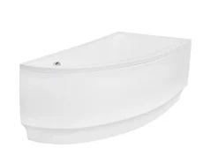 Baignoire Asymétrique|Besco Baignoire asymétrique + tablier blanc + repose tête - PRAKTIKA - 150 x 70 cm - Gauche